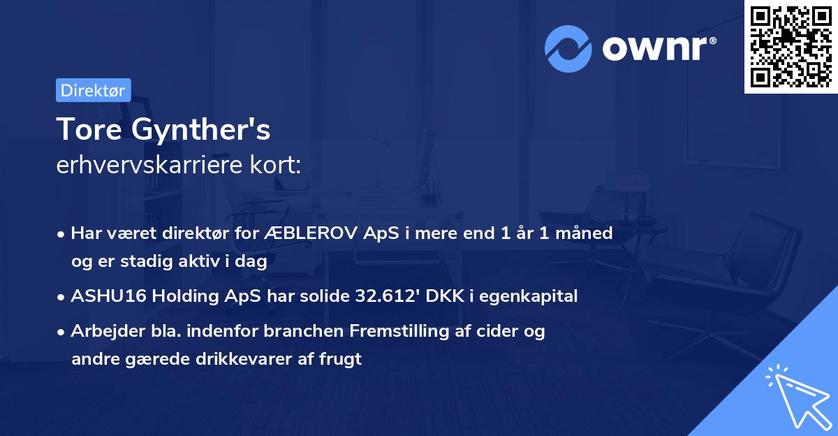 Tore Gynther's erhvervskarriere kort