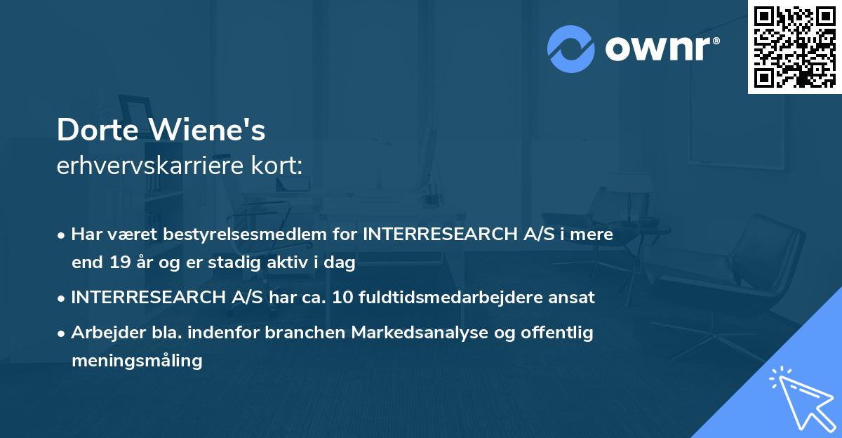 Dorte Wiene's erhvervskarriere kort