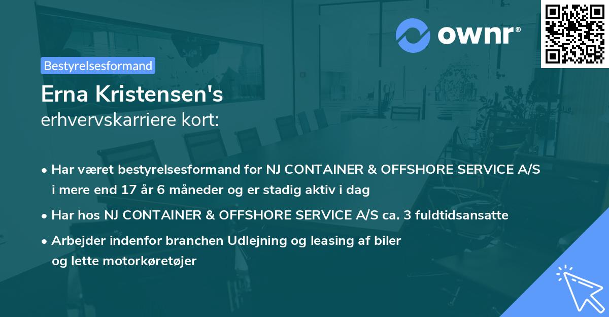 Erna Kristensen's erhvervskarriere kort