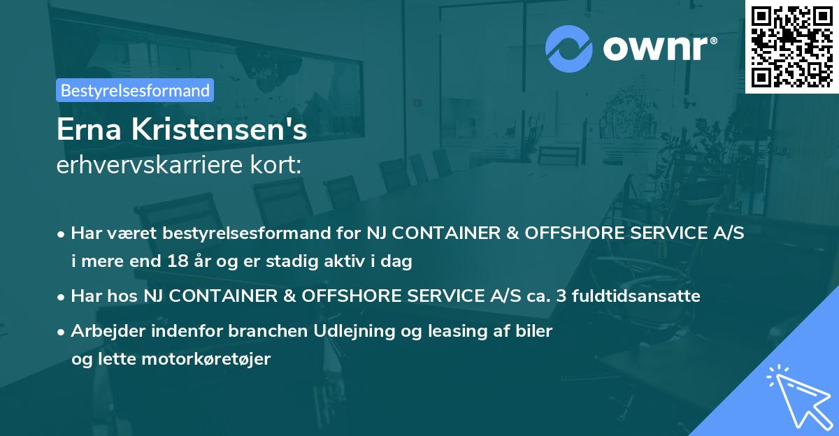 Erna Kristensen's erhvervskarriere kort
