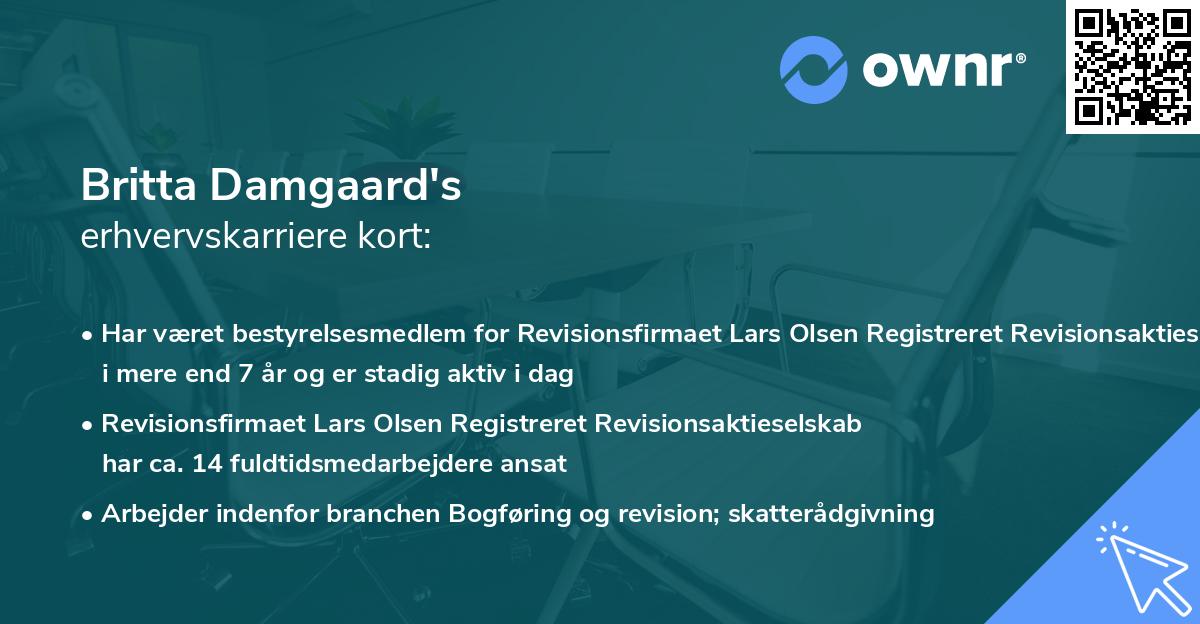 Britta Damgaard's erhvervskarriere kort