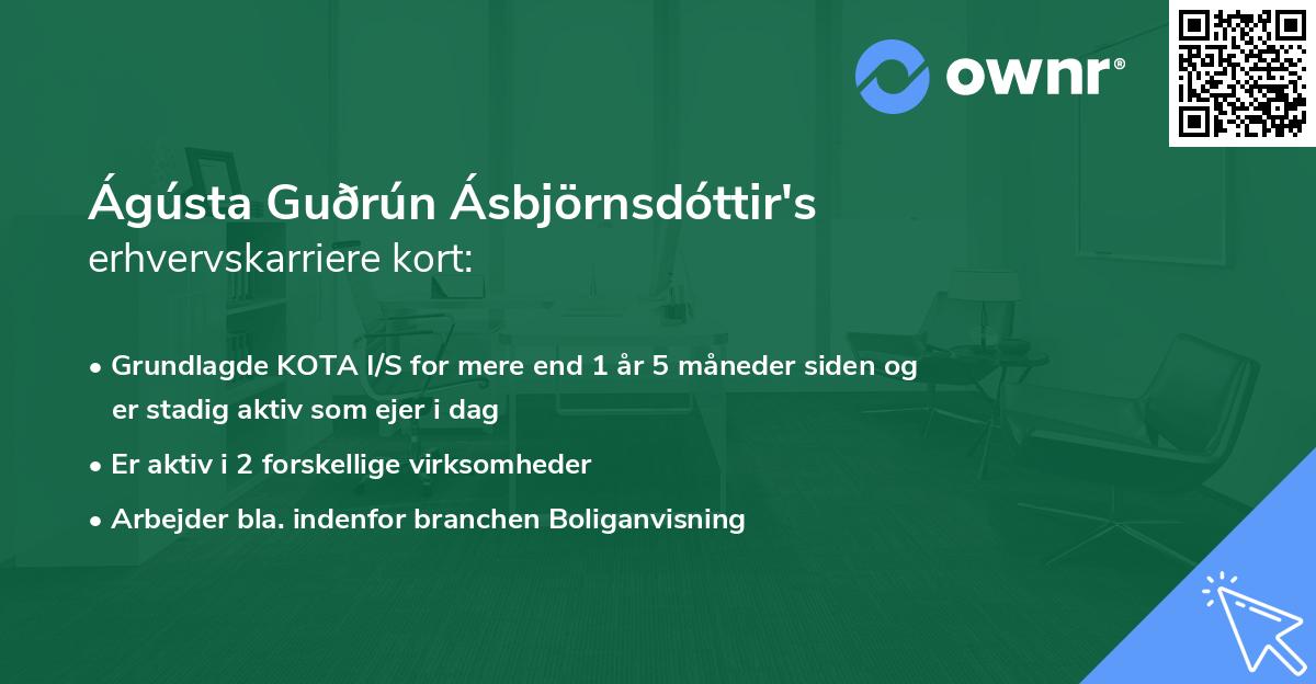 Ágústa Guðrún Ásbjörnsdóttir's erhvervskarriere kort