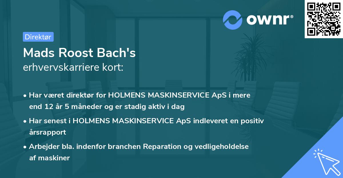 Mads Roost Bach's erhvervskarriere kort
