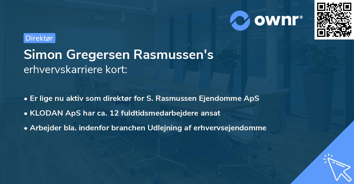Simon Gregersen Rasmussen's erhvervskarriere kort