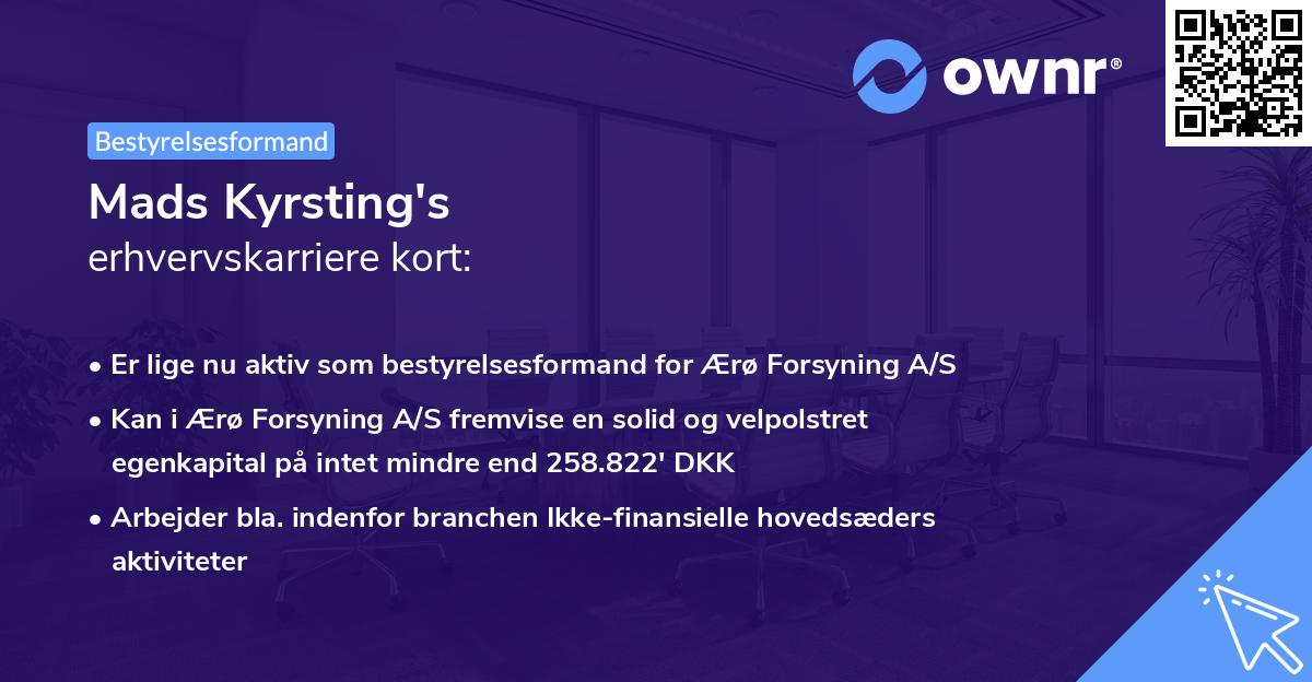 Mads Kyrsting's erhvervskarriere kort