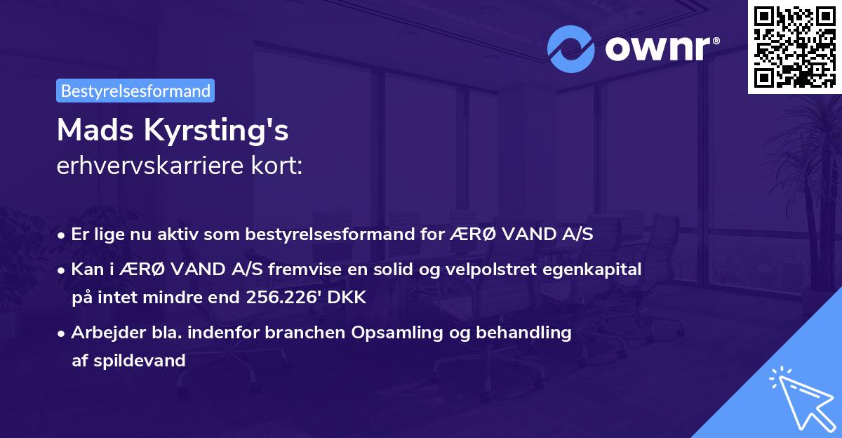 Mads Kyrsting's erhvervskarriere kort