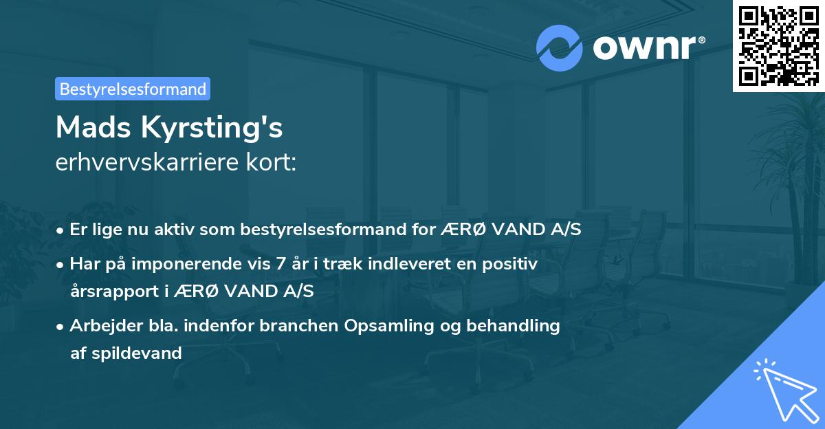 Mads Kyrsting's erhvervskarriere kort