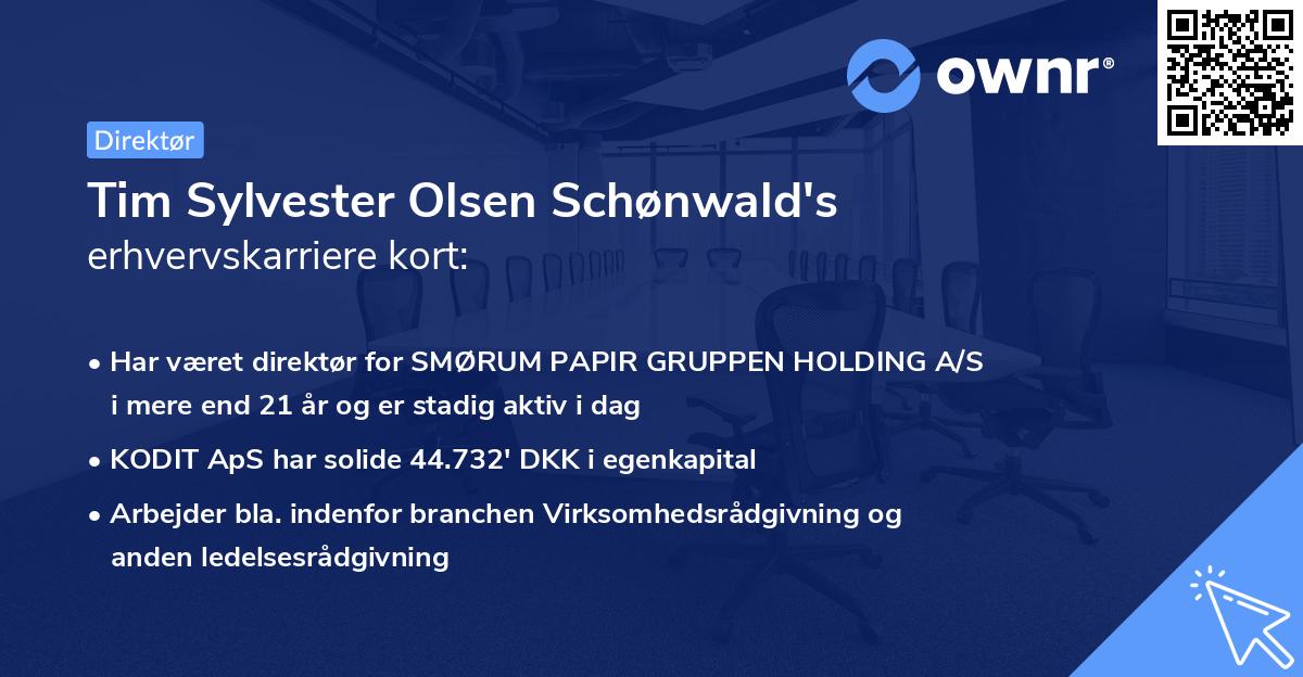 Tim Sylvester Olsen Schønwald's erhvervskarriere kort