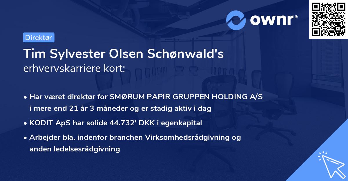 Tim Sylvester Olsen Schønwald's erhvervskarriere kort