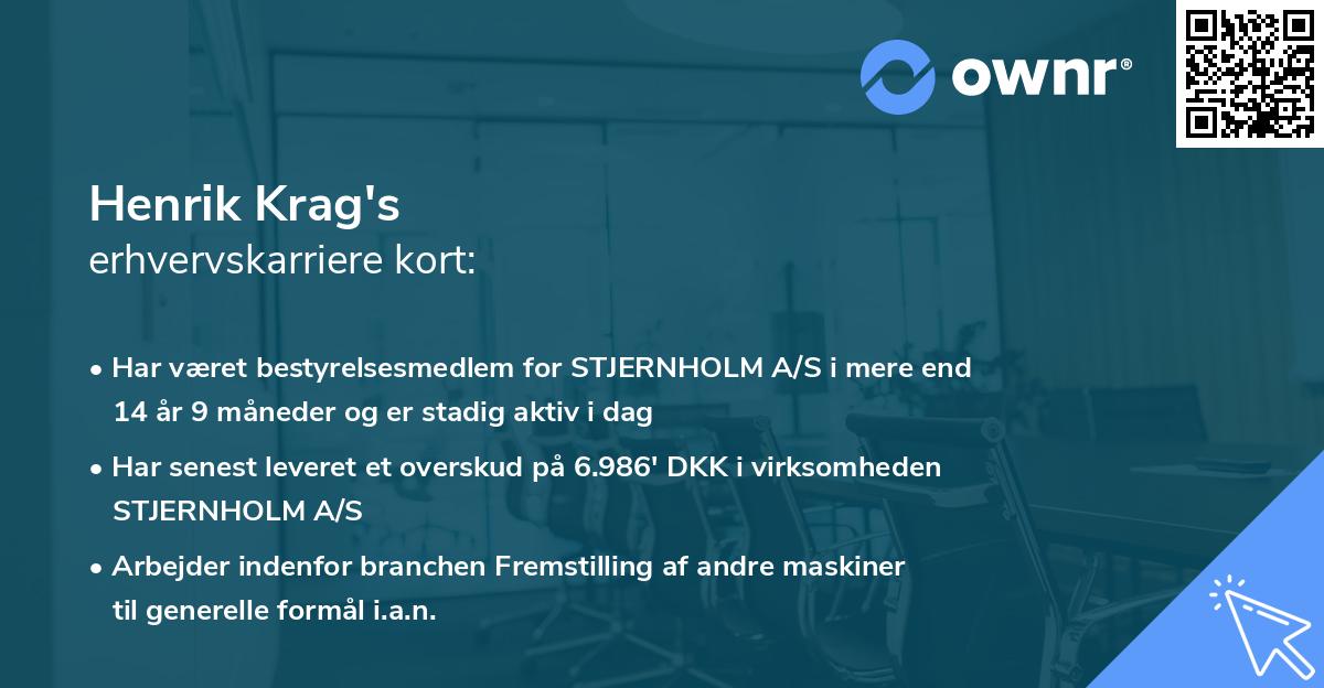 Henrik Krag's erhvervskarriere kort