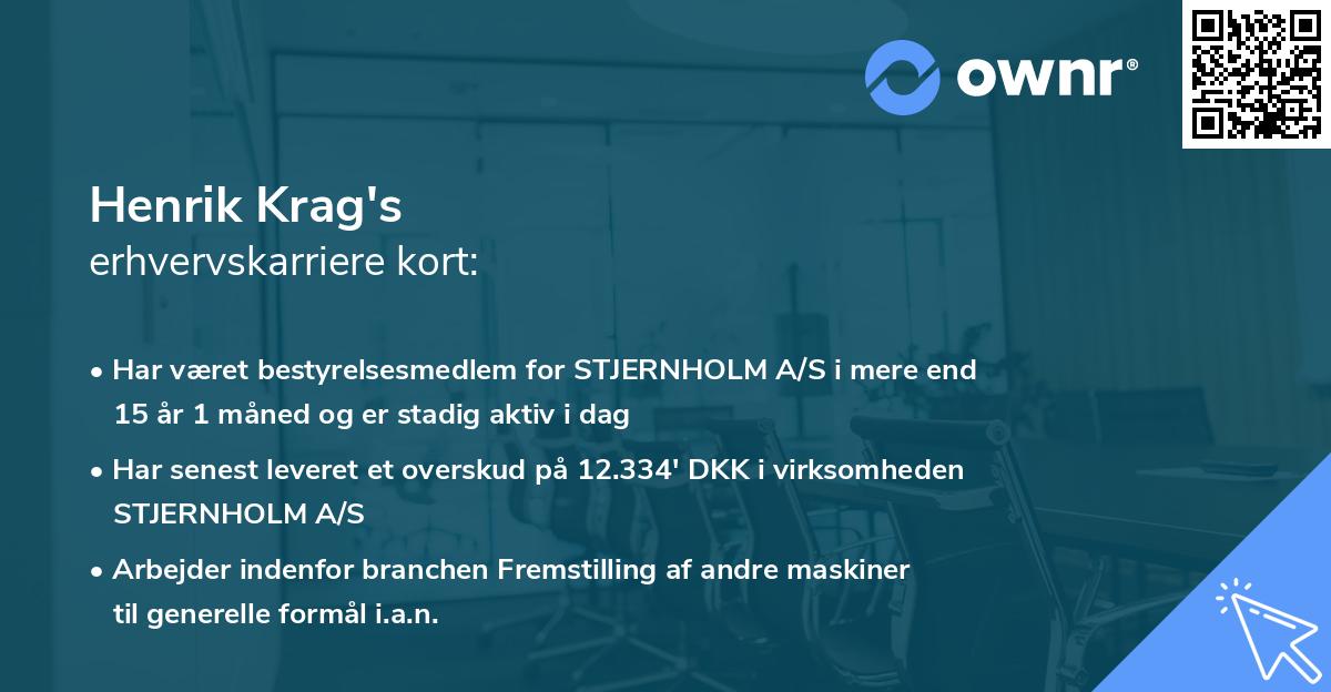 Henrik Krag's erhvervskarriere kort