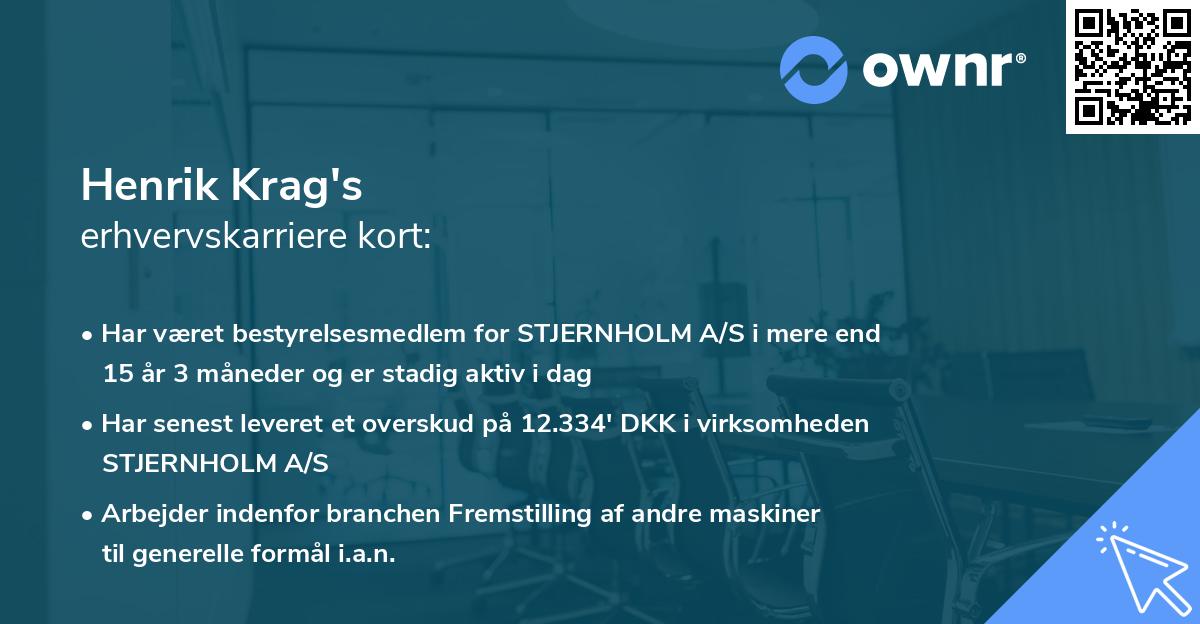 Henrik Krag's erhvervskarriere kort