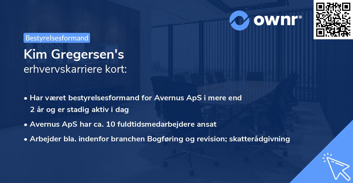 Kim Gregersen's erhvervskarriere kort