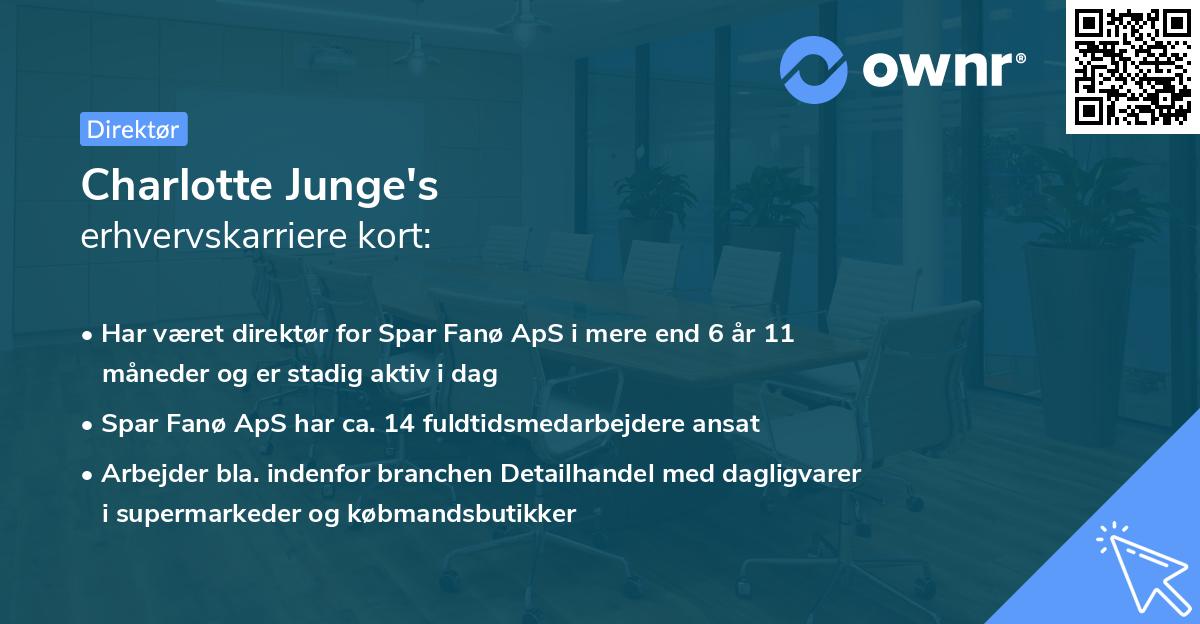 Charlotte Junge's erhvervskarriere kort