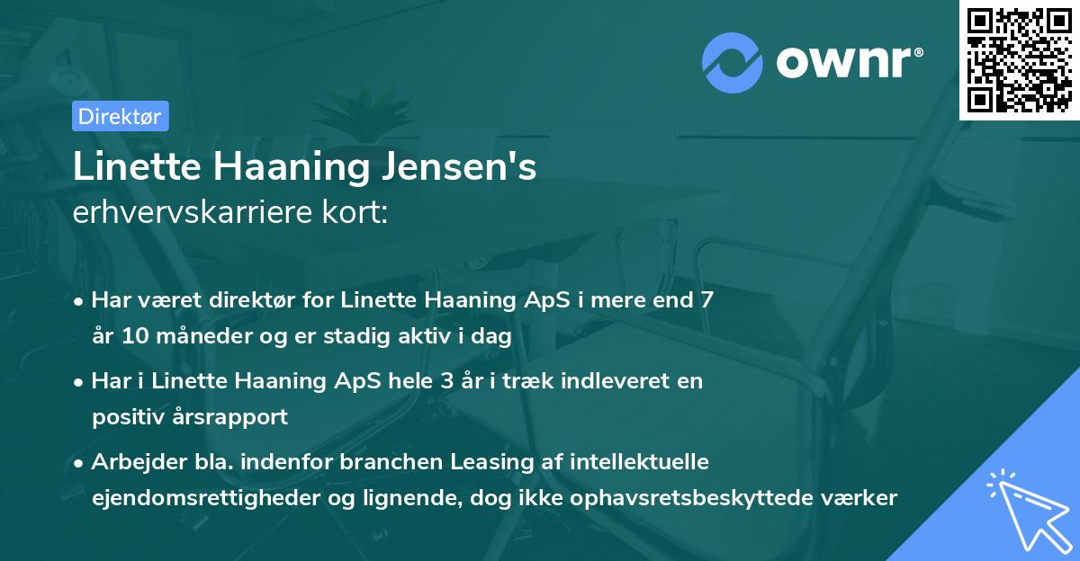 Linette Haaning Jensen's erhvervskarriere kort