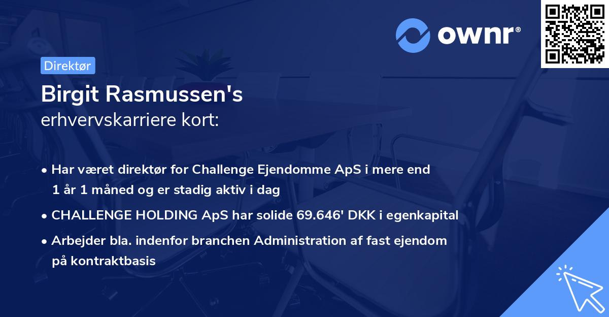 Birgit Rasmussen's erhvervskarriere kort