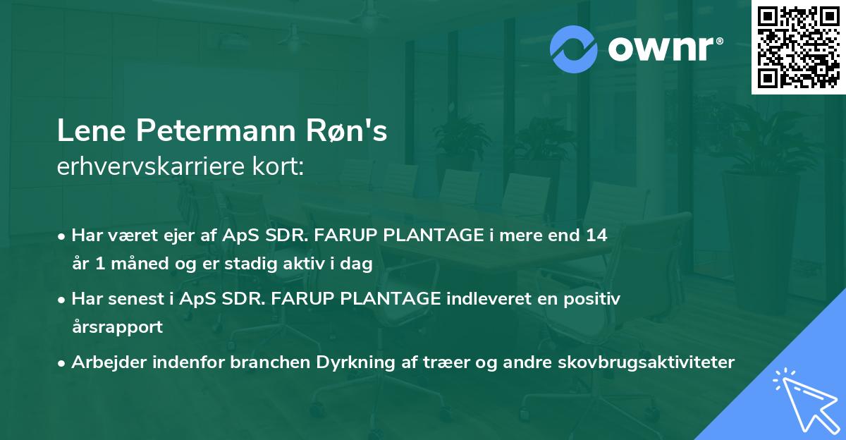 Lene Petermann Røn's erhvervskarriere kort