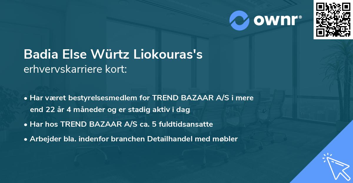 Badia Else Würtz Liokouras's erhvervskarriere kort