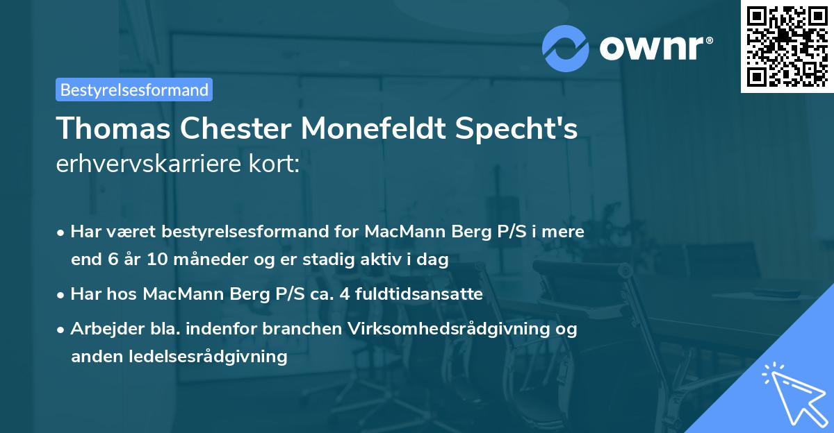 Thomas Chester Monefeldt Specht's erhvervskarriere kort