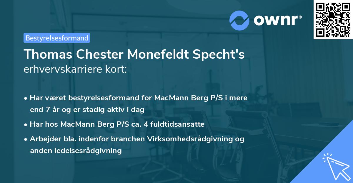 Thomas Chester Monefeldt Specht's erhvervskarriere kort