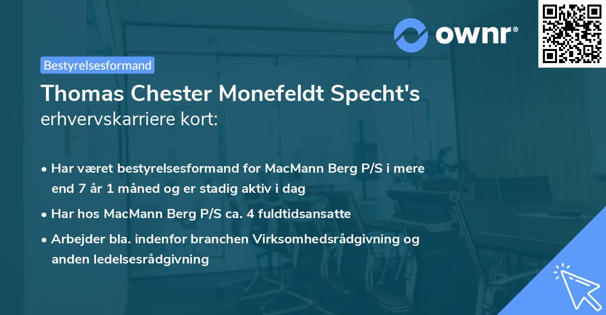Thomas Chester Monefeldt Specht's erhvervskarriere kort