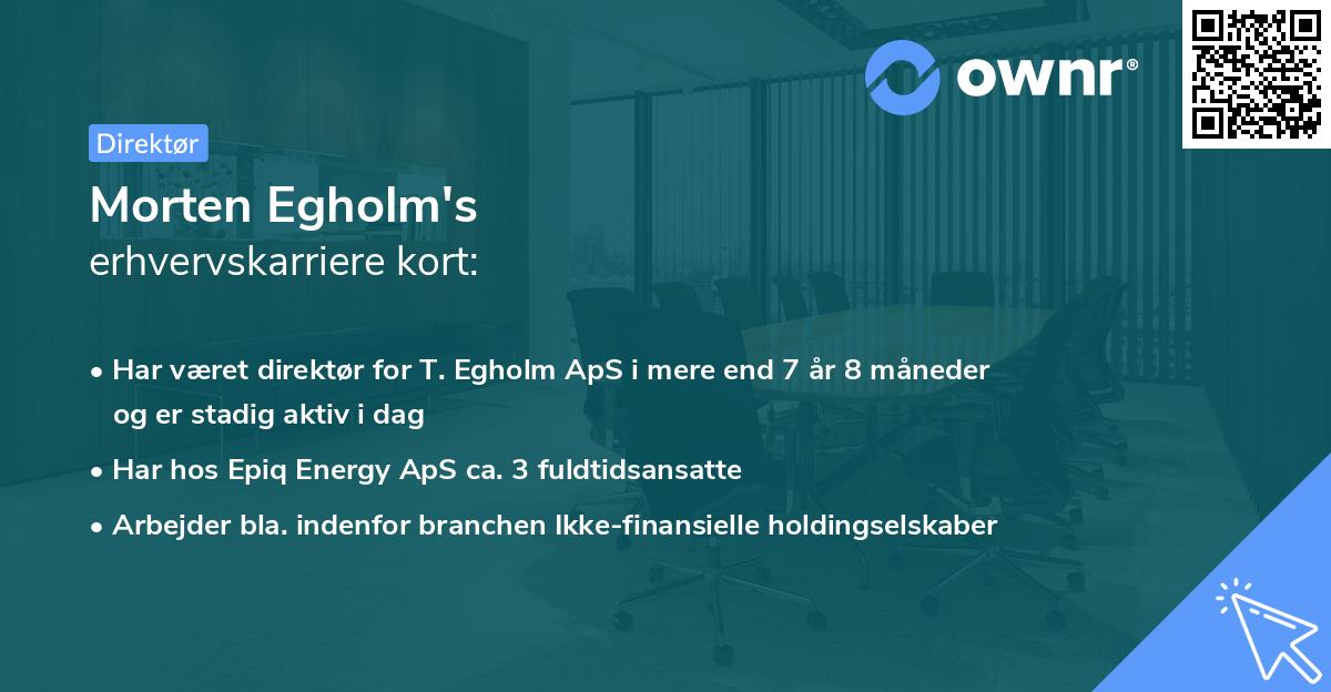 Morten Egholm's erhvervskarriere kort