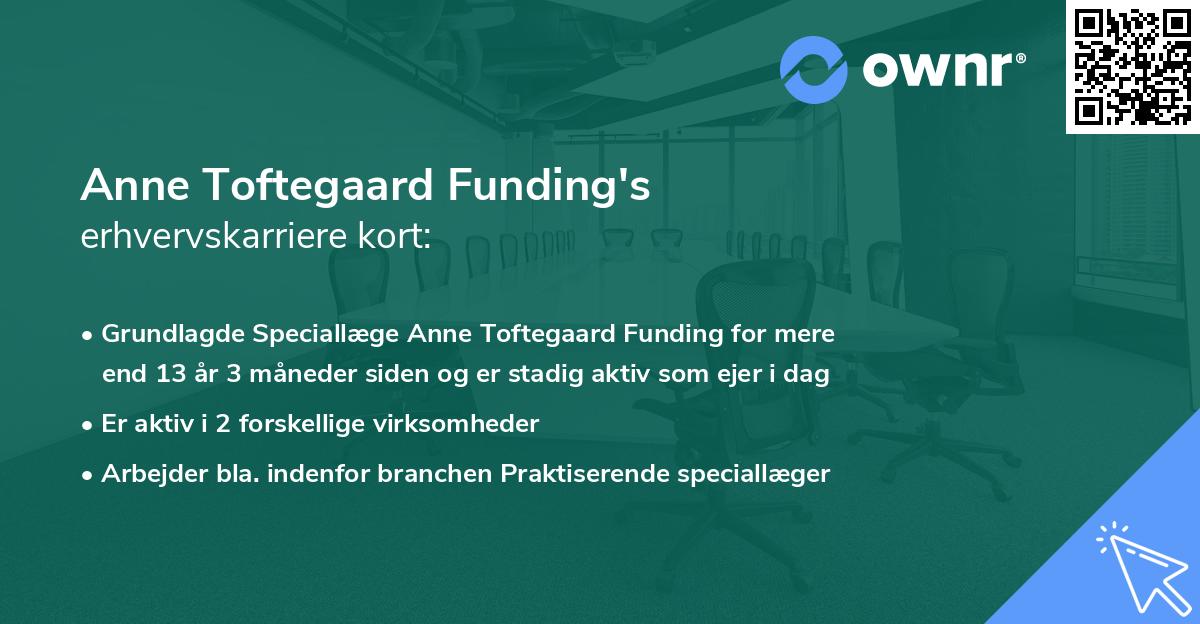 Anne Toftegaard Funding's erhvervskarriere kort