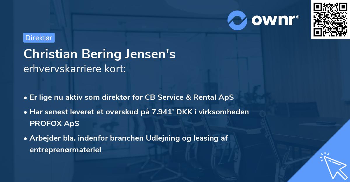 Christian Bering Jensen's erhvervskarriere kort