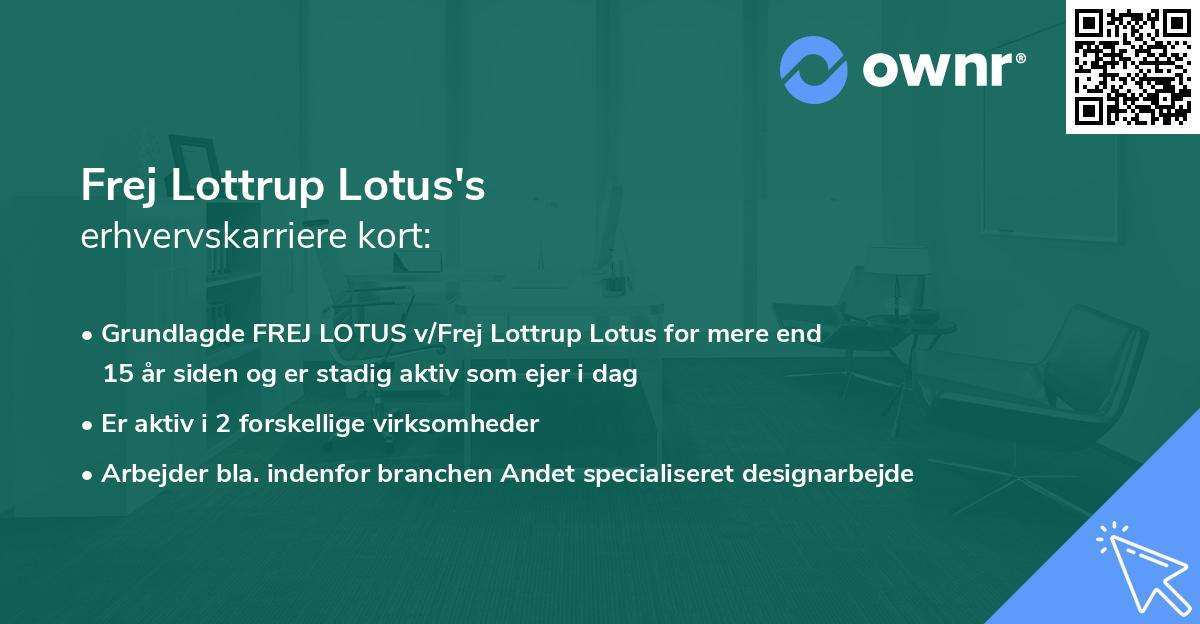 Frej Lottrup Lotus's erhvervskarriere kort