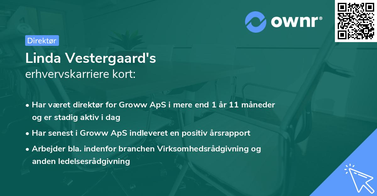 Linda Vestergaard's erhvervskarriere kort