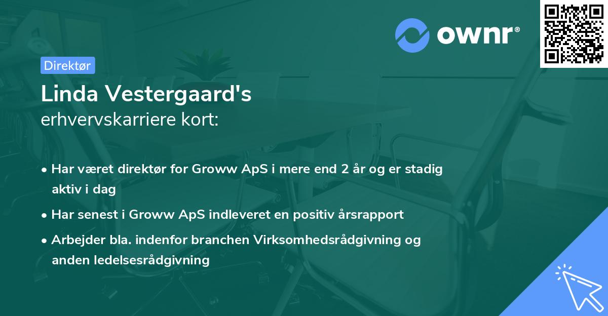 Linda Vestergaard's erhvervskarriere kort