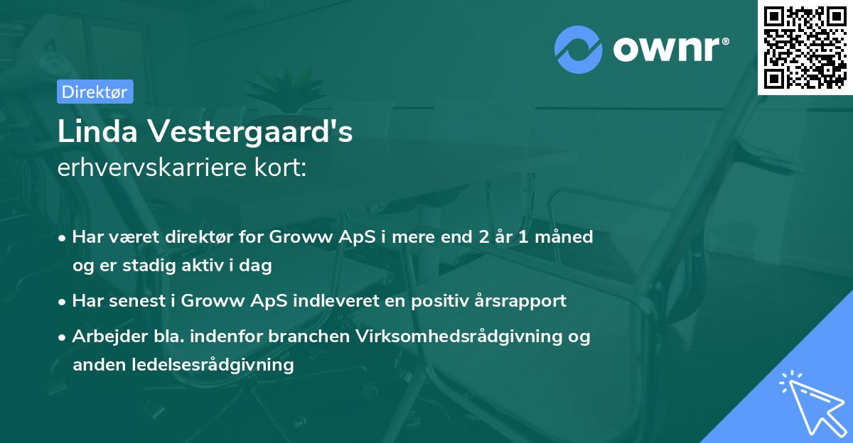 Linda Vestergaard's erhvervskarriere kort