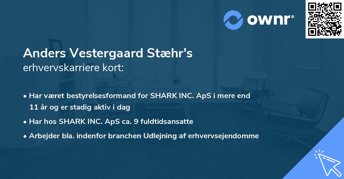 Anders Vestergaard Stæhr's erhvervskarriere kort