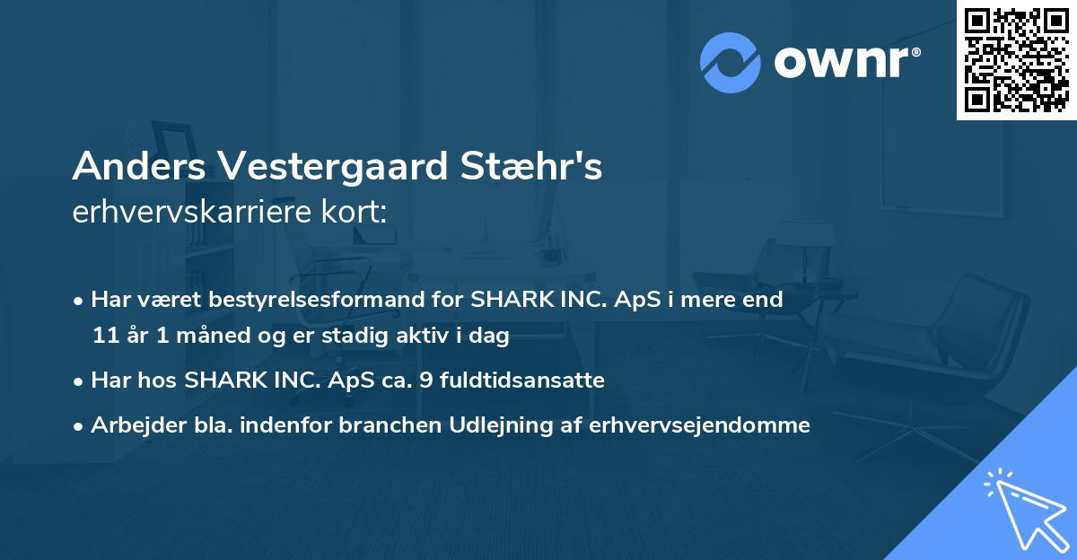 Anders Vestergaard Stæhr's erhvervskarriere kort