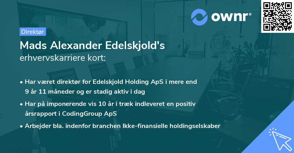 Mads Alexander Edelskjold's erhvervskarriere kort