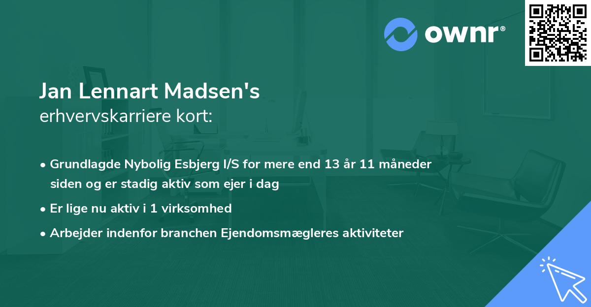 Jan Lennart Madsen's erhvervskarriere kort