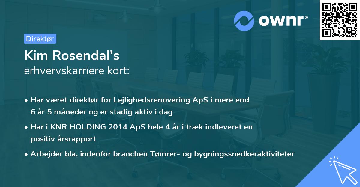 Kim Rosendal's erhvervskarriere kort