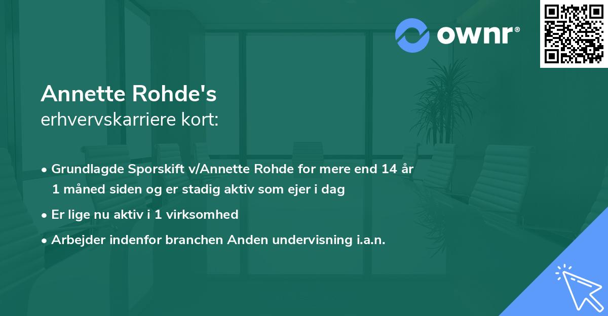 Annette Rohde's erhvervskarriere kort