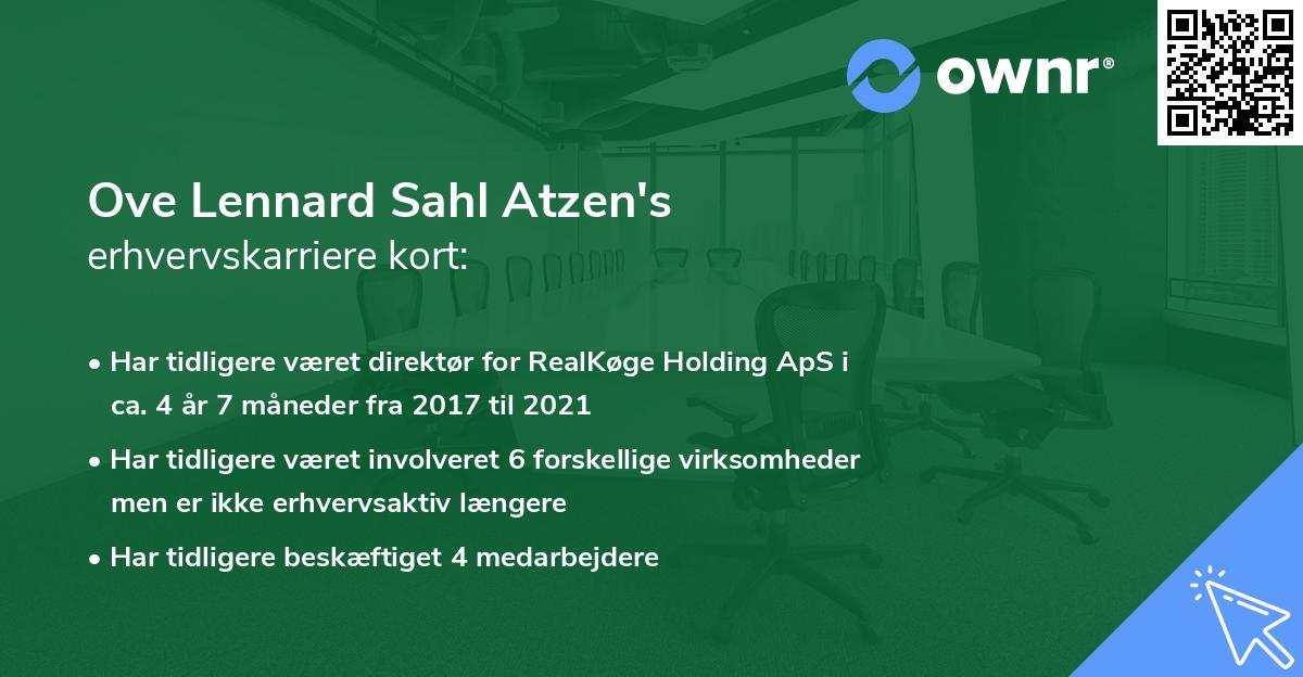 Ove Lennard Sahl Atzen's erhvervskarriere kort