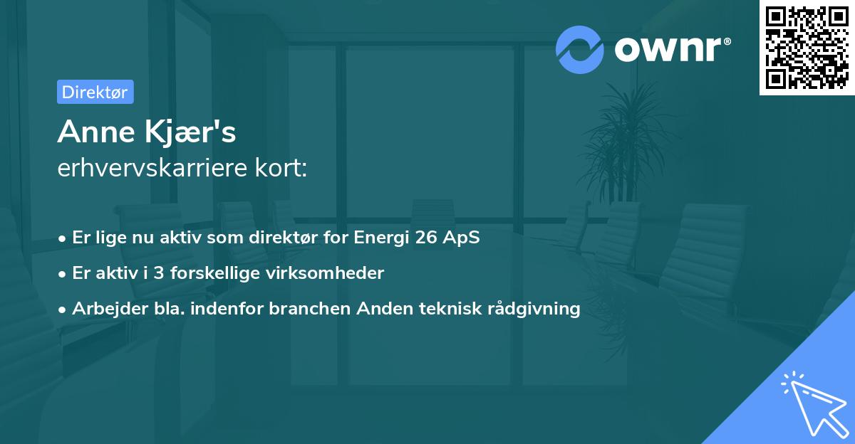 Anne Kjær's erhvervskarriere kort
