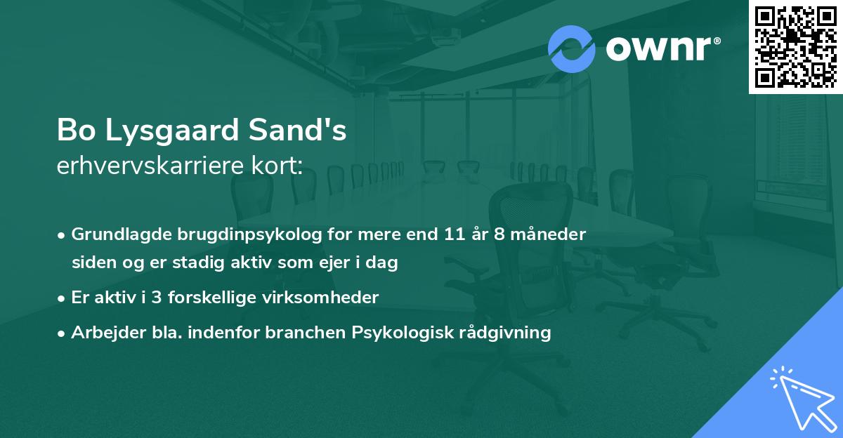 Bo Lysgaard Sand's erhvervskarriere kort