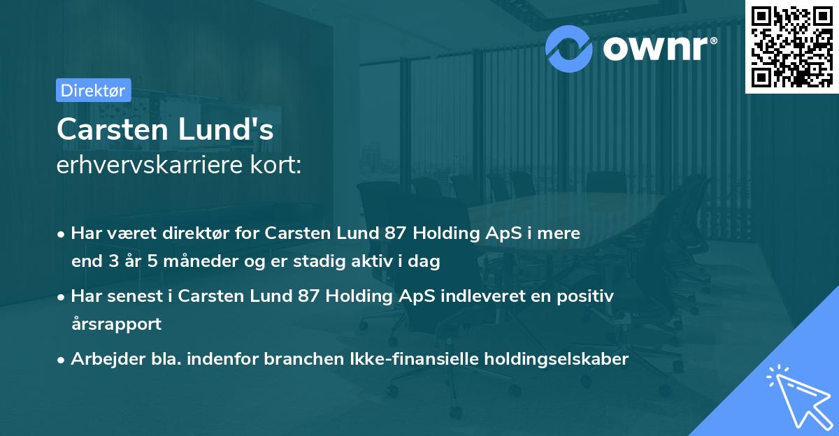 Carsten Lund's erhvervskarriere kort