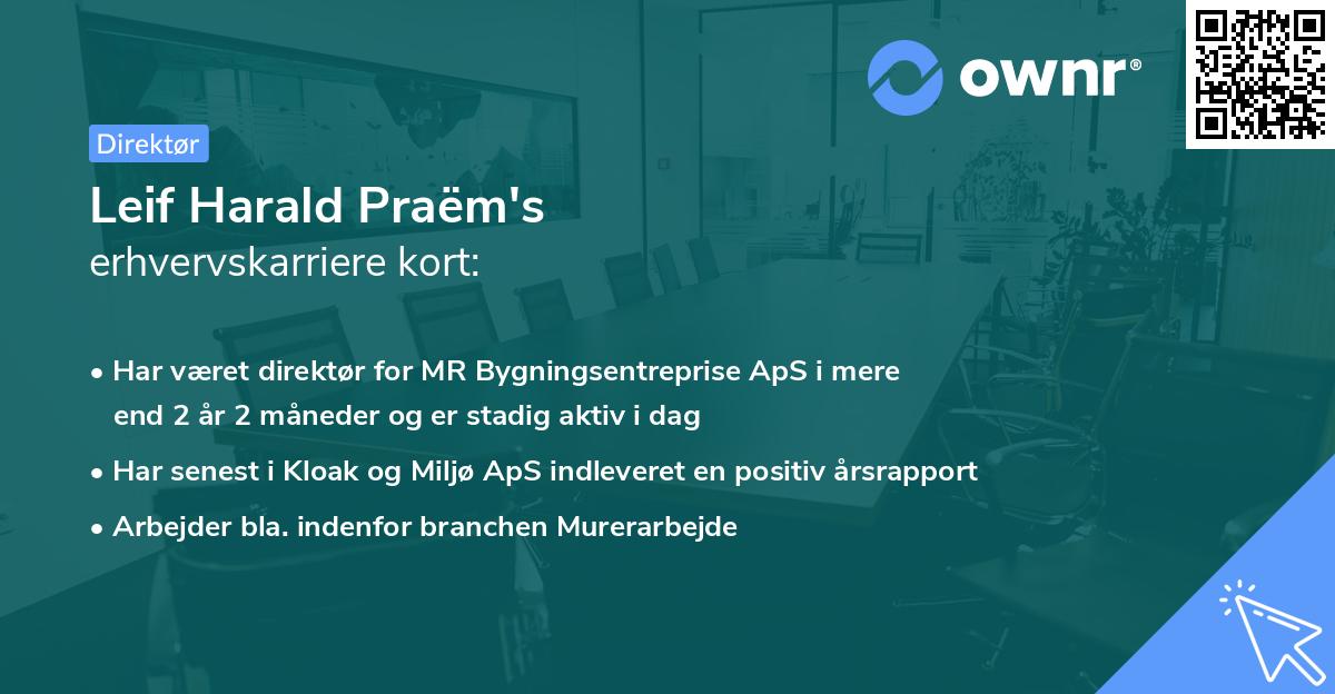 Leif Harald Praëm's erhvervskarriere kort
