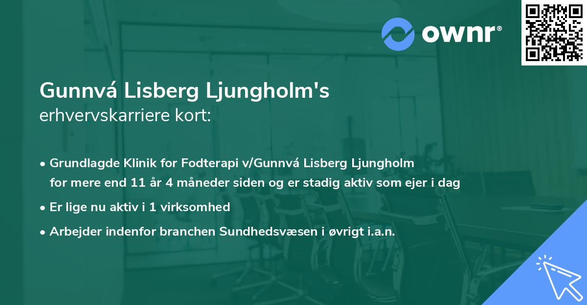 Gunnvá Lisberg Ljungholm's erhvervskarriere kort