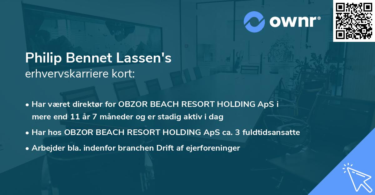 Philip Bennet Lassen's erhvervskarriere kort