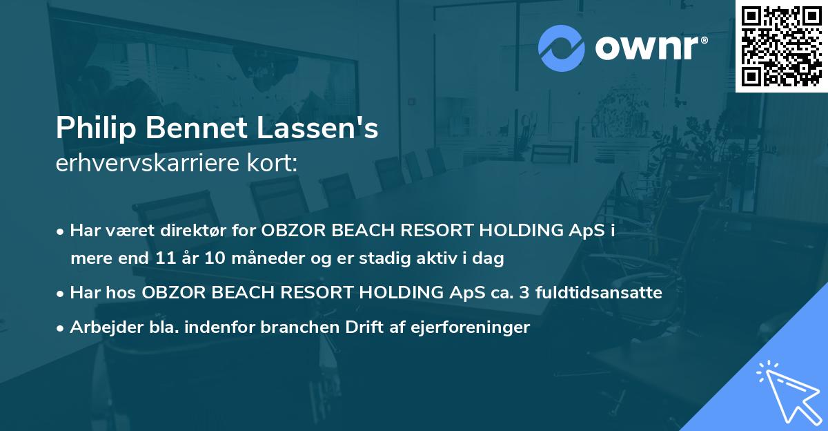 Philip Bennet Lassen's erhvervskarriere kort