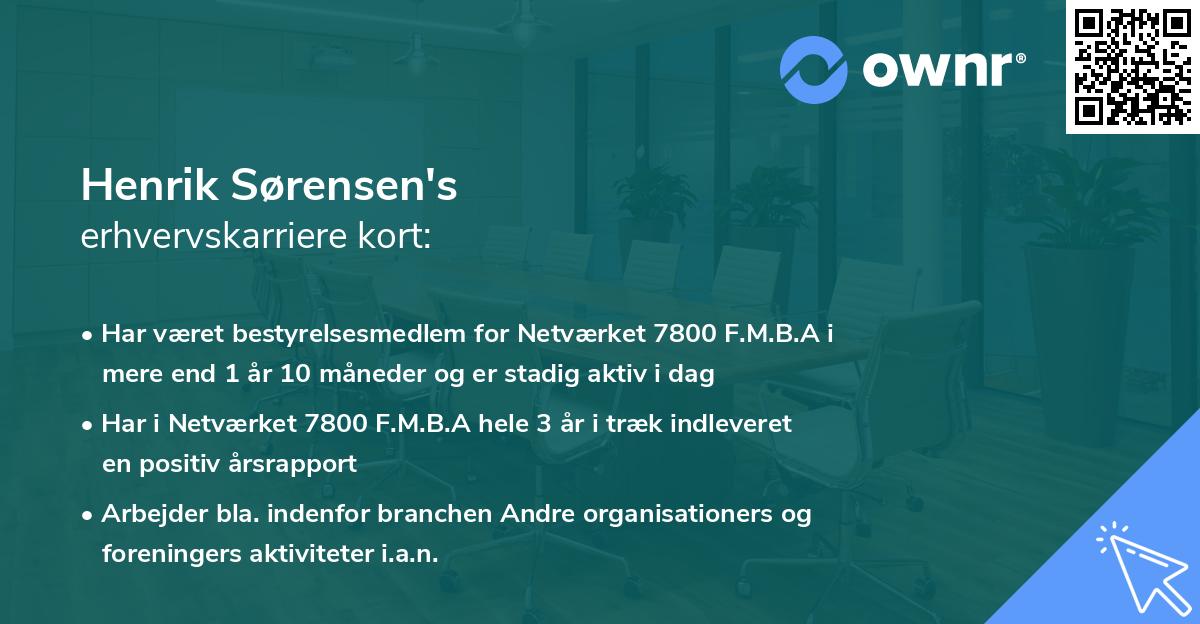 Henrik Sørensen's erhvervskarriere kort