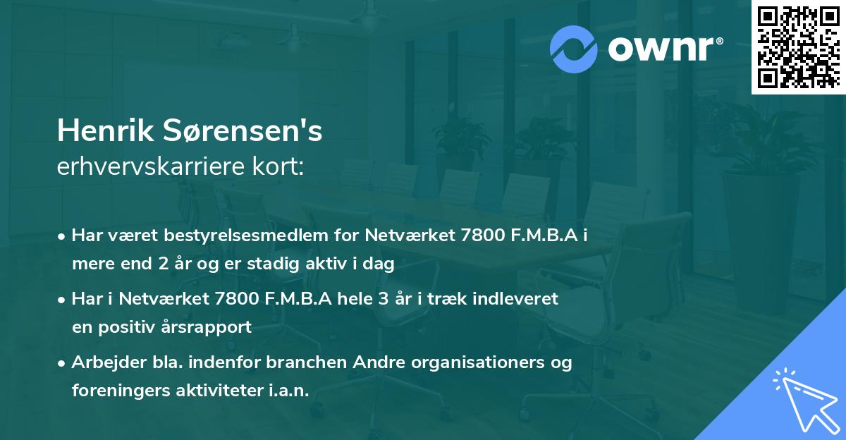 Henrik Sørensen's erhvervskarriere kort