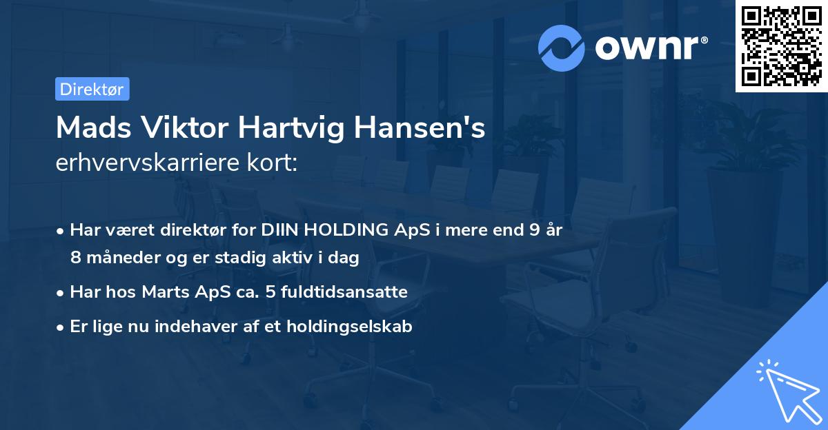 Mads Viktor Hartvig Hansen's erhvervskarriere kort