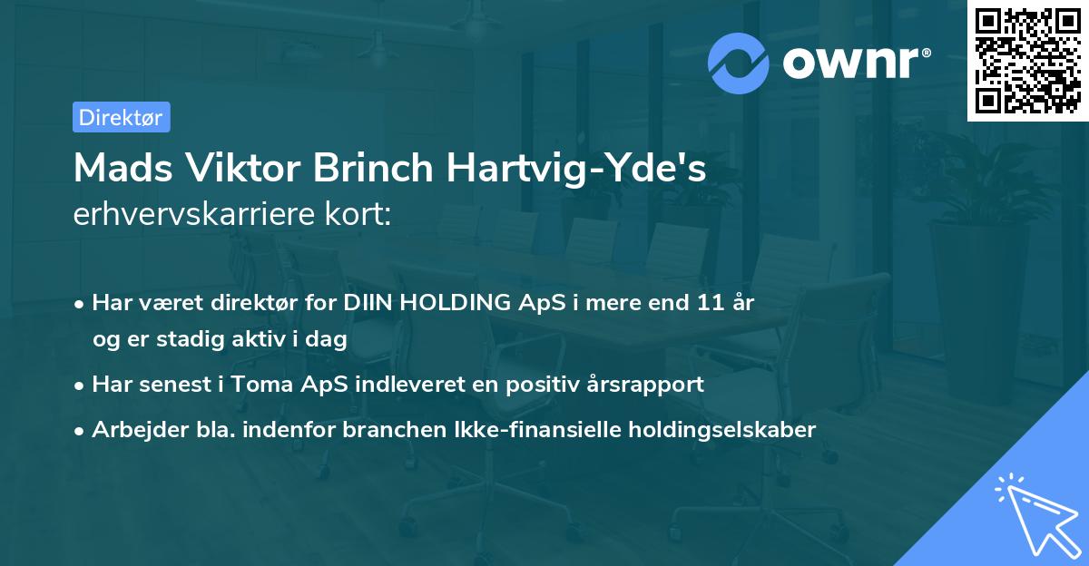 Mads Viktor Brinch Hartvig-Yde's erhvervskarriere kort